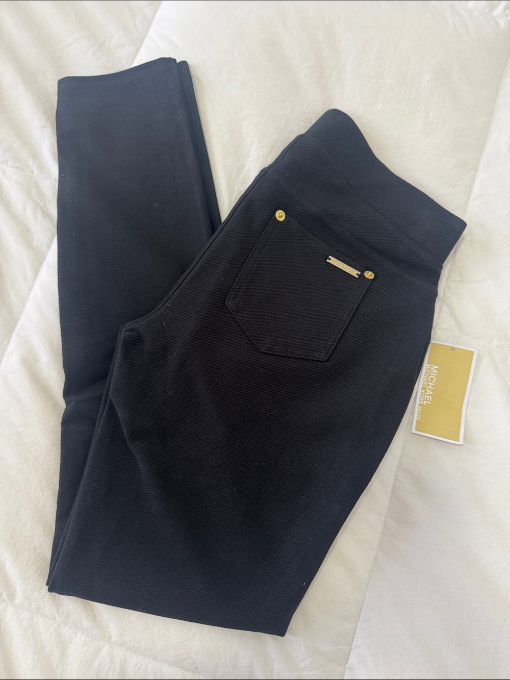 Michael Kors NWT Black Women's Pull-On Jeggings with Gold Trim - Petite SM